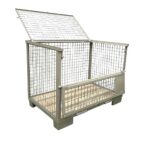 Gitterboxpalette mit verschließbarem Gitterdeckel